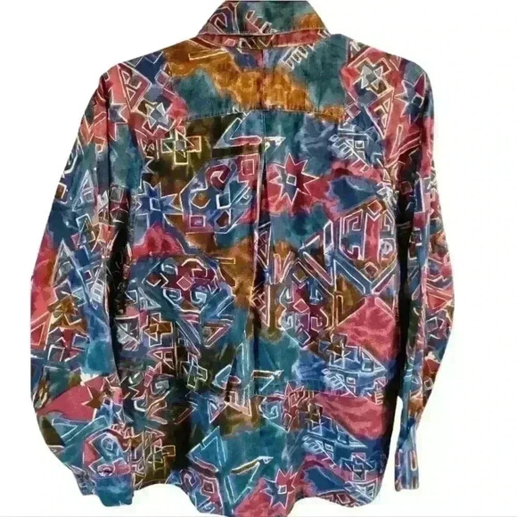 Mine & Bill's Outfitters Mens 1980's Vtg Retro Abstract Western Button Down. - Picture 2 of 6